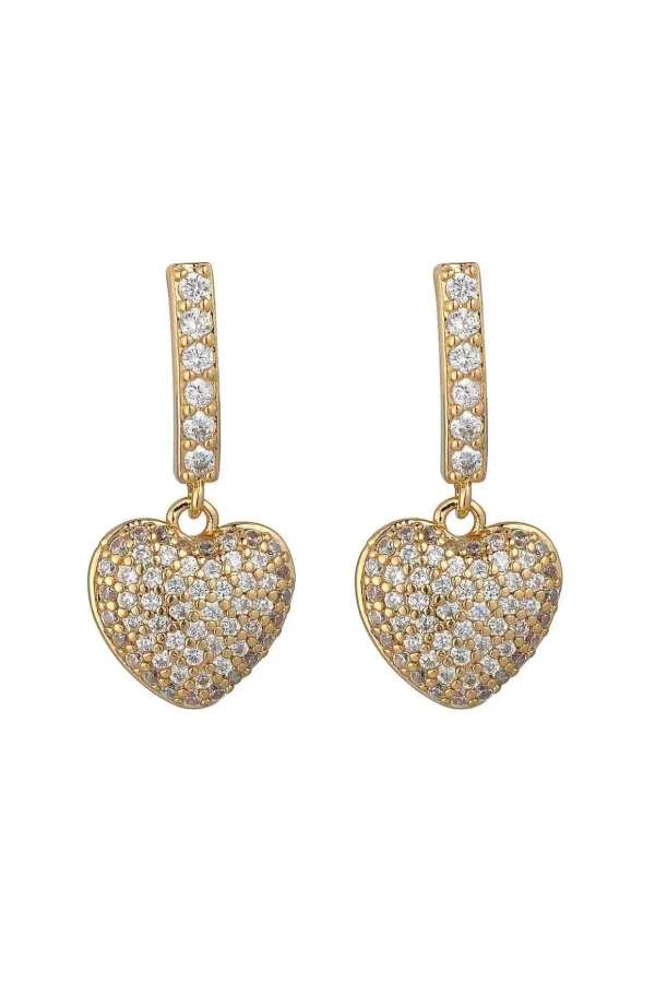 Gold Heart Drop Earrings