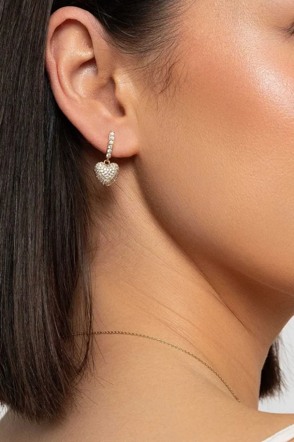 Gold Heart Drop Earrings