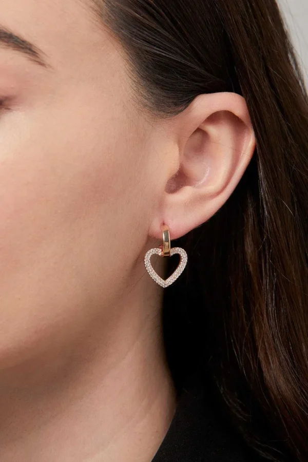 Gold Hoop & Heart Earrings