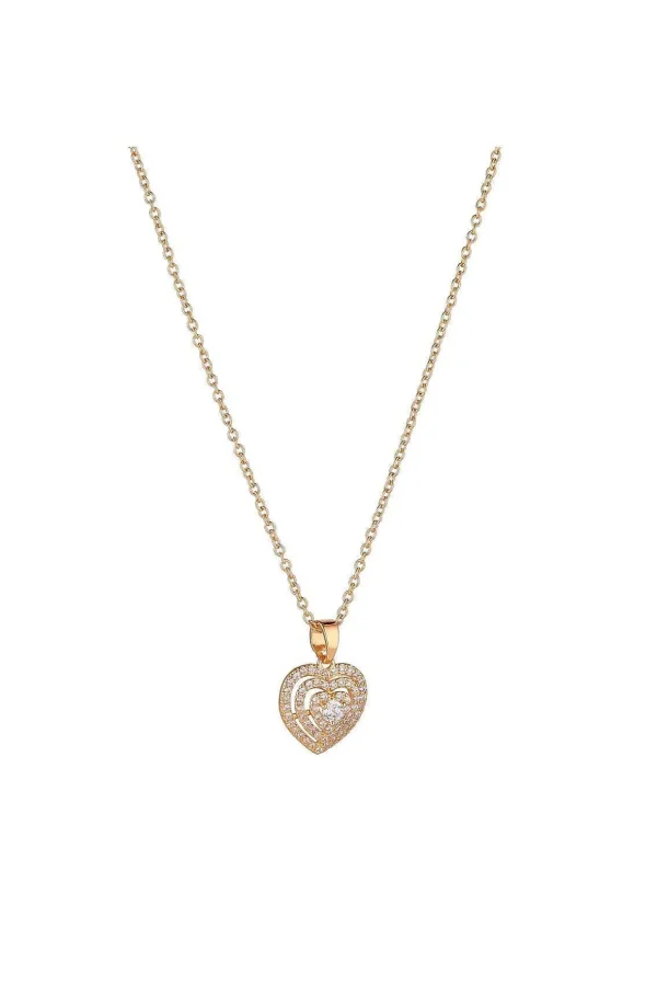 Gold Micropave Heart Pendant