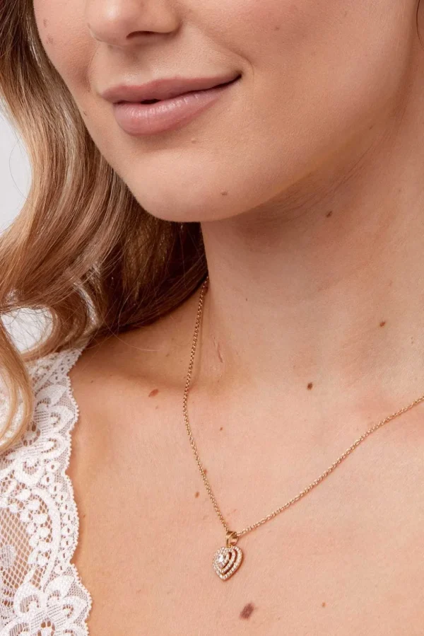 Gold Micropave Heart Pendant