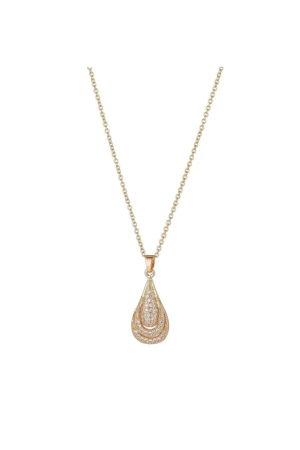 Gold Micropave Teardrop Pendant