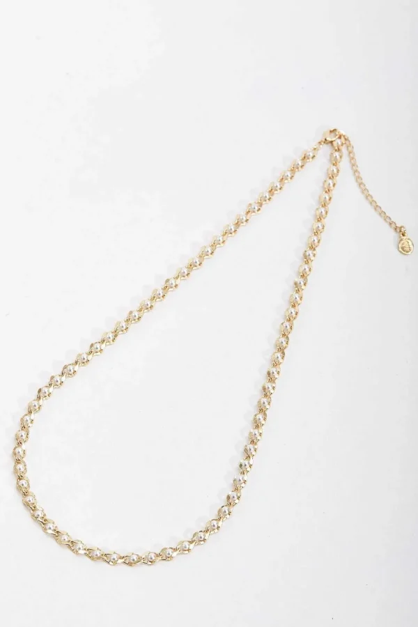 Gold Pearl Link Necklace