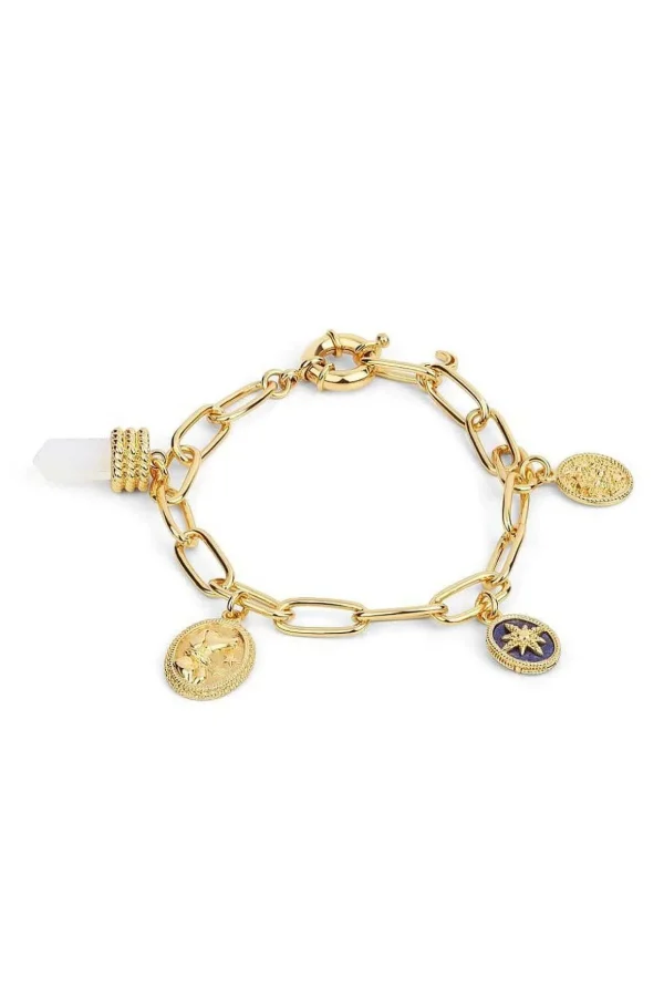 Gold Plated Bracelet With Opalite Charms