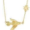 Gold Plated Necklace With Bird And Sun Charm