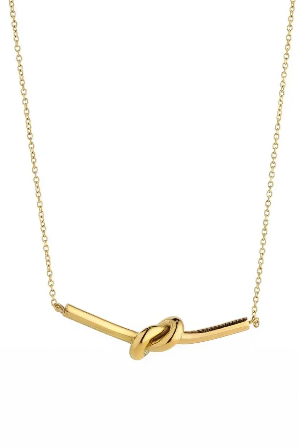 Gold Russian Knot Bar Necklace