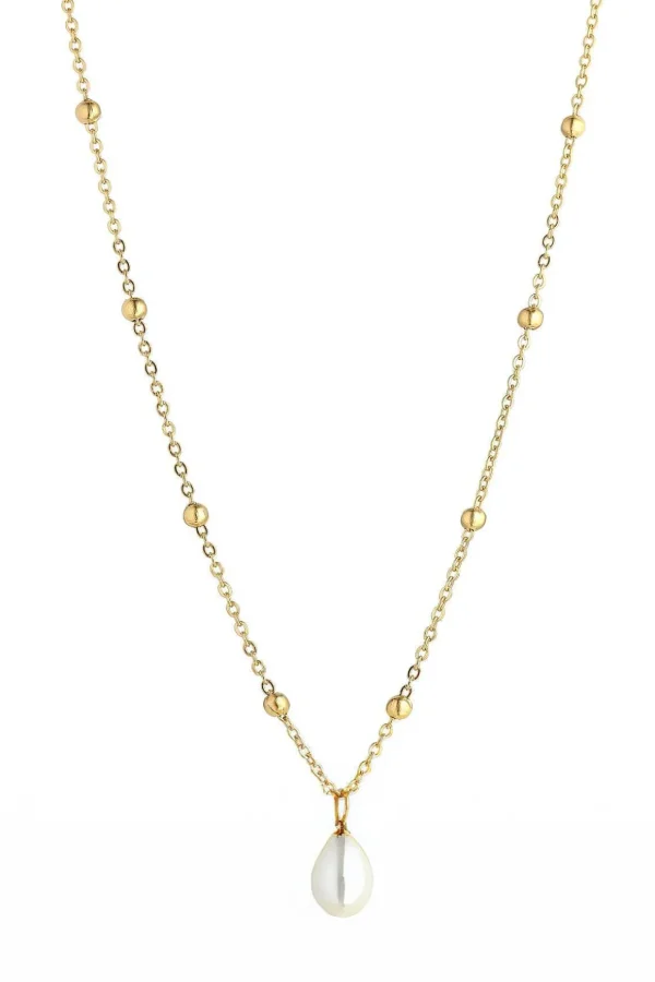 Gold Teardrop Pearl Necklace