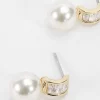 Gold Tone Drop Pearl Earrings