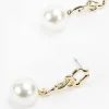 Gold Tone Drop Pearl Earring