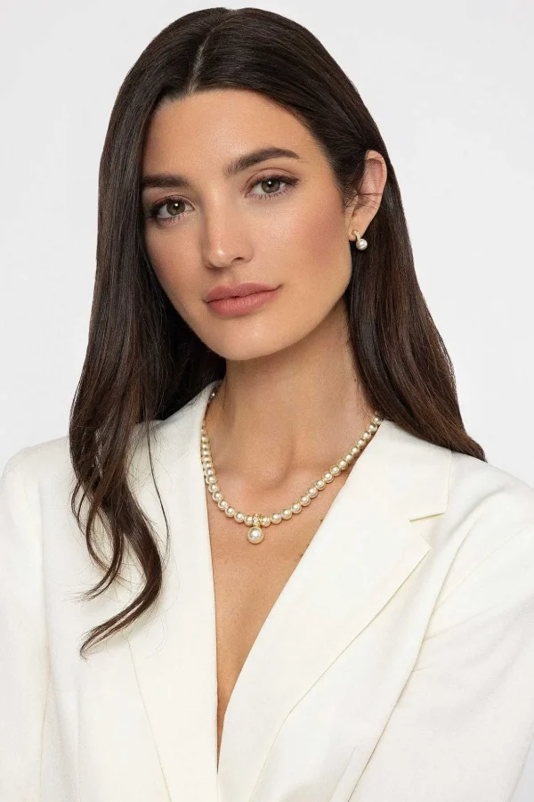 Gold Tone Drop Pearl Earrings