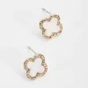 Gold Tone Finish Earrings With Crystals