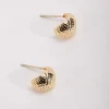 Gold Tone Textured Teardrop Earrings
