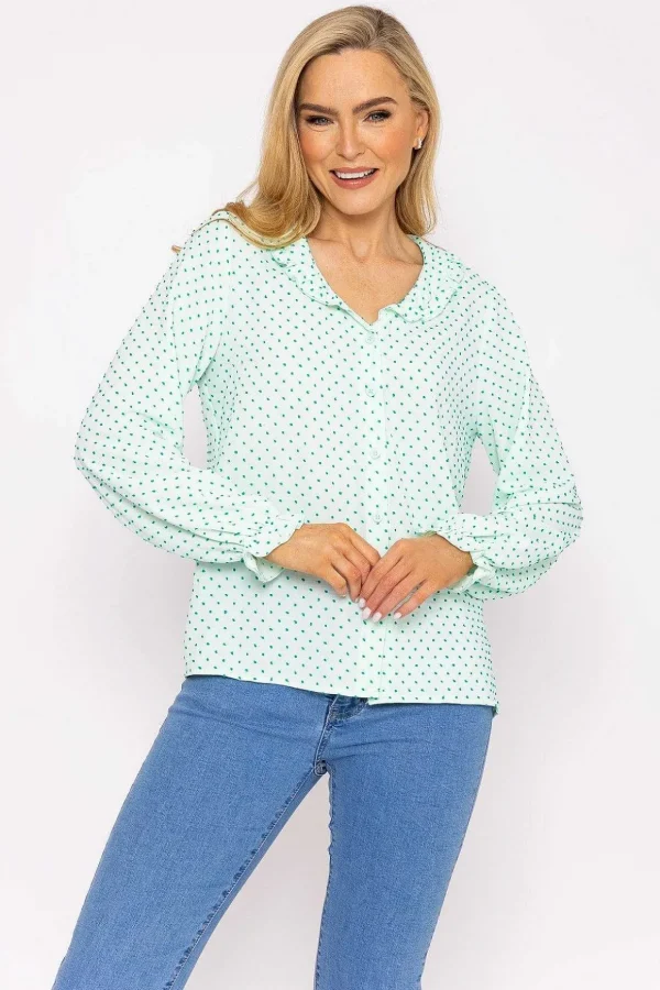 Green Dobby Jacquard Blouse