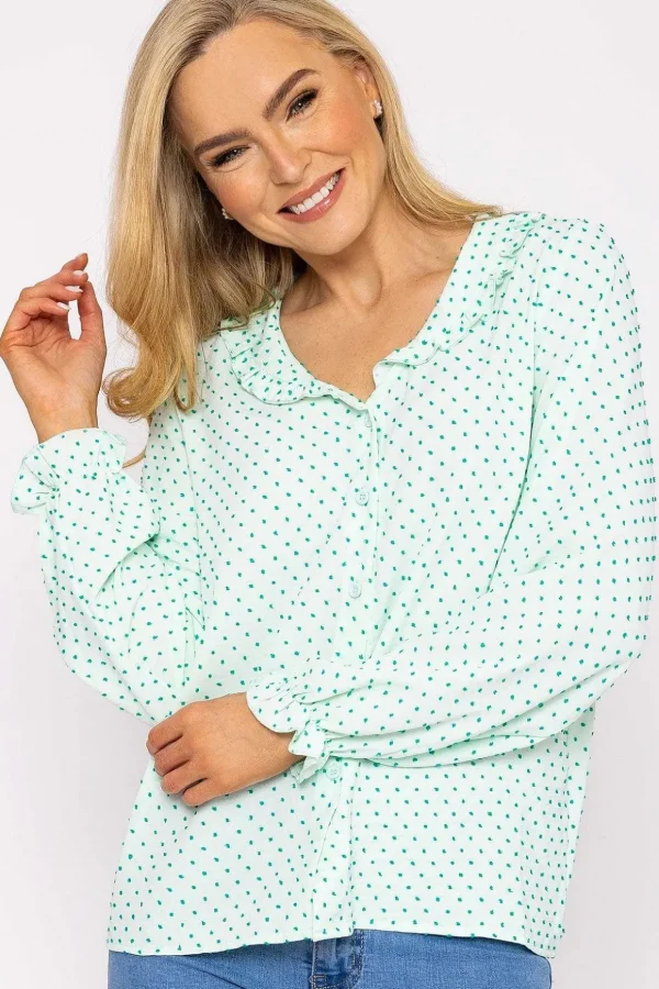 Green Dobby Jacquard Blouse