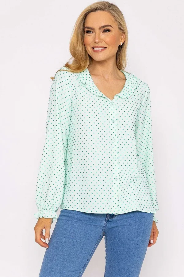 Green Dobby Jacquard Blouse