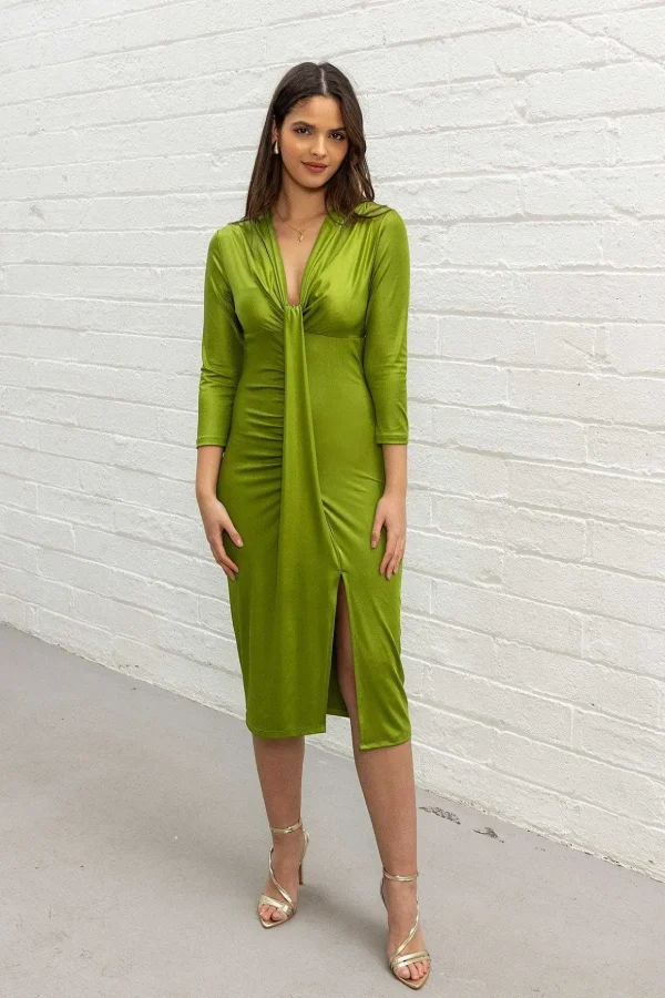 Green Fitted Midi Dress