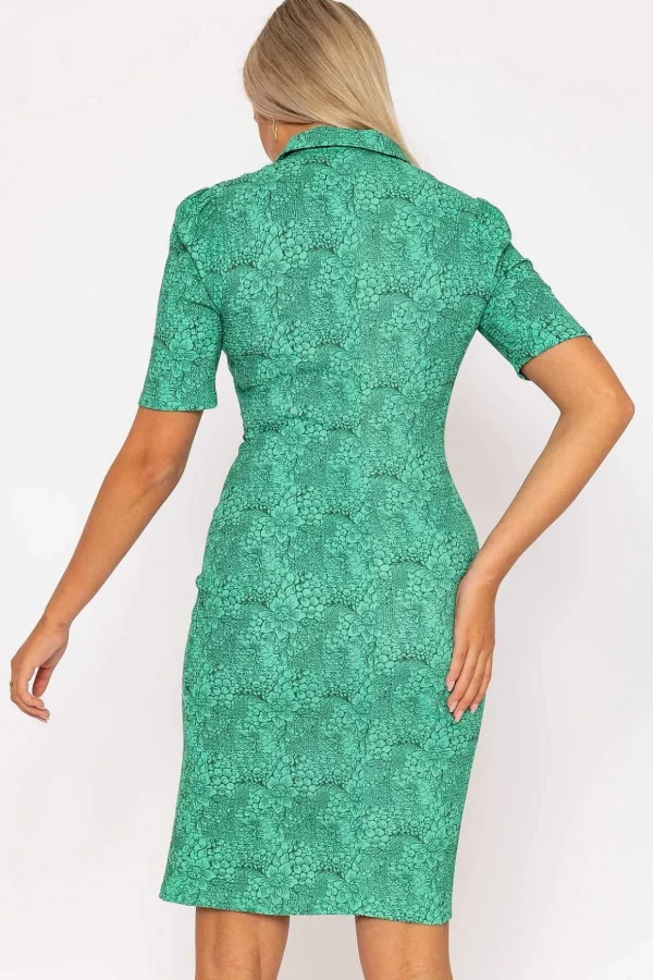 Green Floral Crinkle Dress