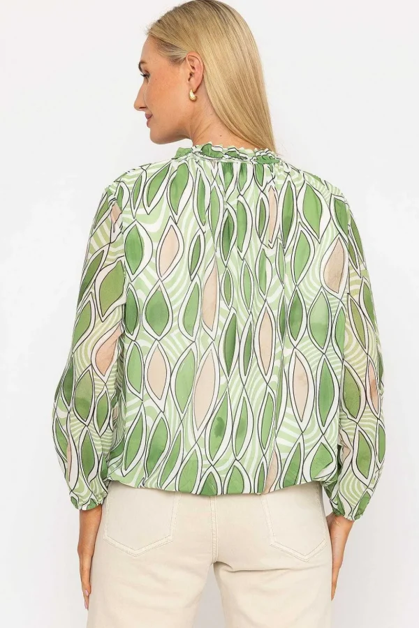Green High Neck Printed Top