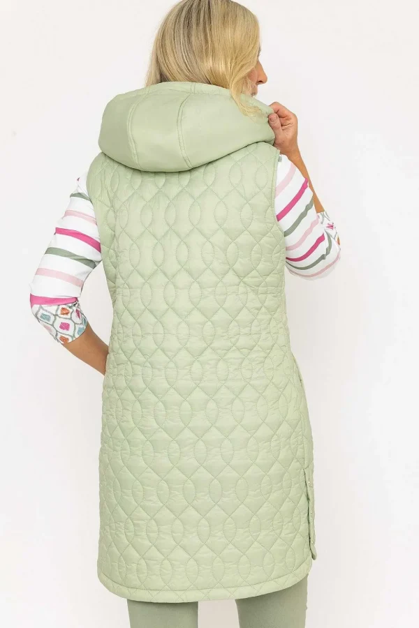 Green Longline Gilet With Hood