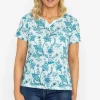Green Printed Burnout Top