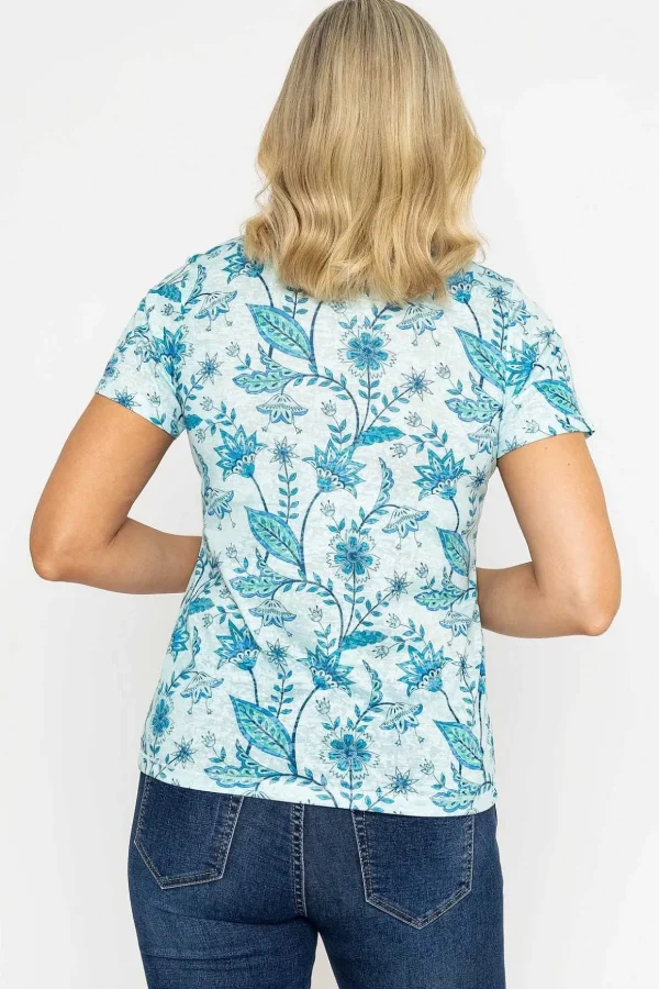 Green Printed Burnout Top