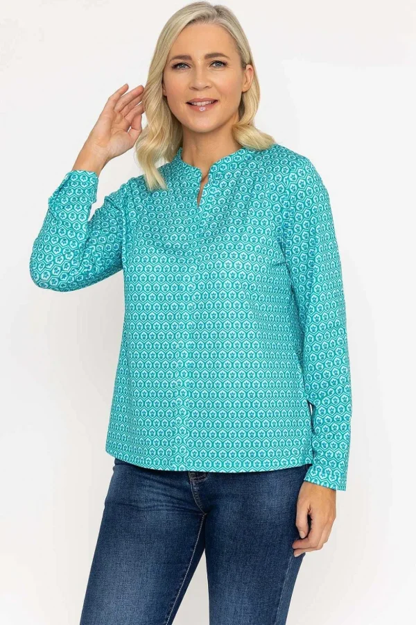 Green Printed Jersey Top