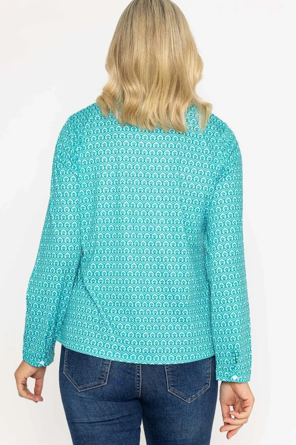 Green Printed Jersey Top