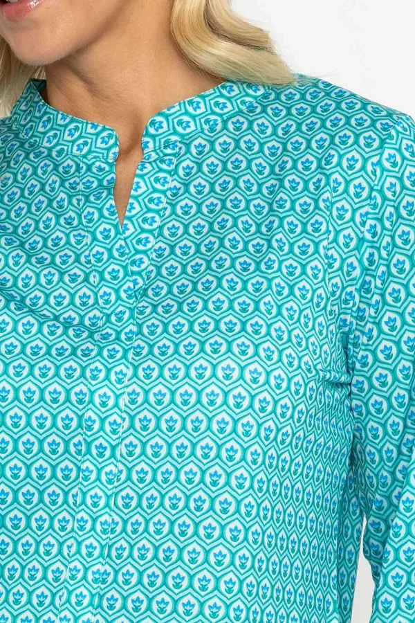 Green Printed Jersey Top