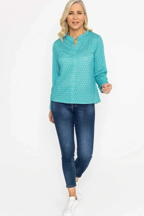 Green Printed Jersey Top
