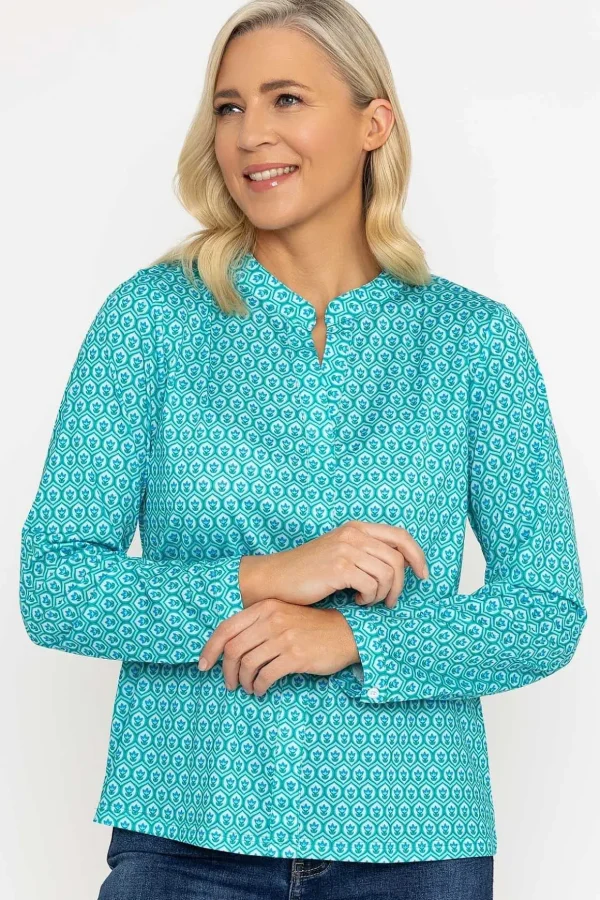Green Printed Jersey Top