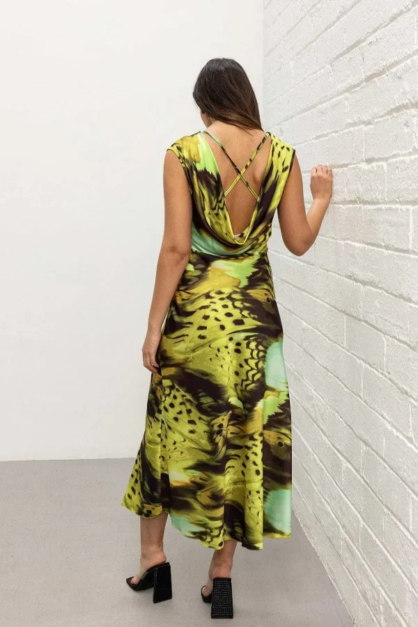 Green Printed Vanessa Midi Dress