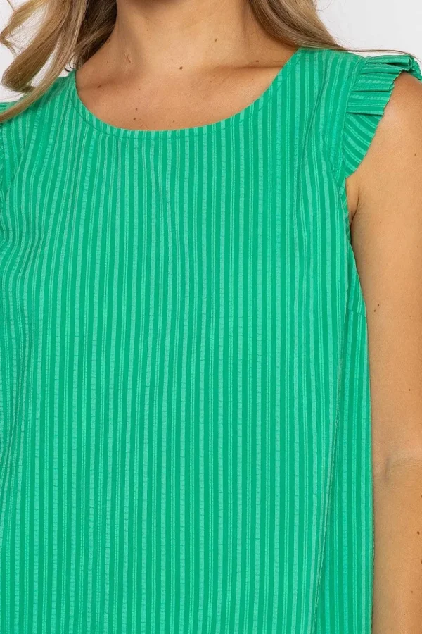 Green Ruffle Sleeveless Top