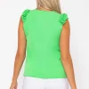 Green Sleeveless Ruffle Top