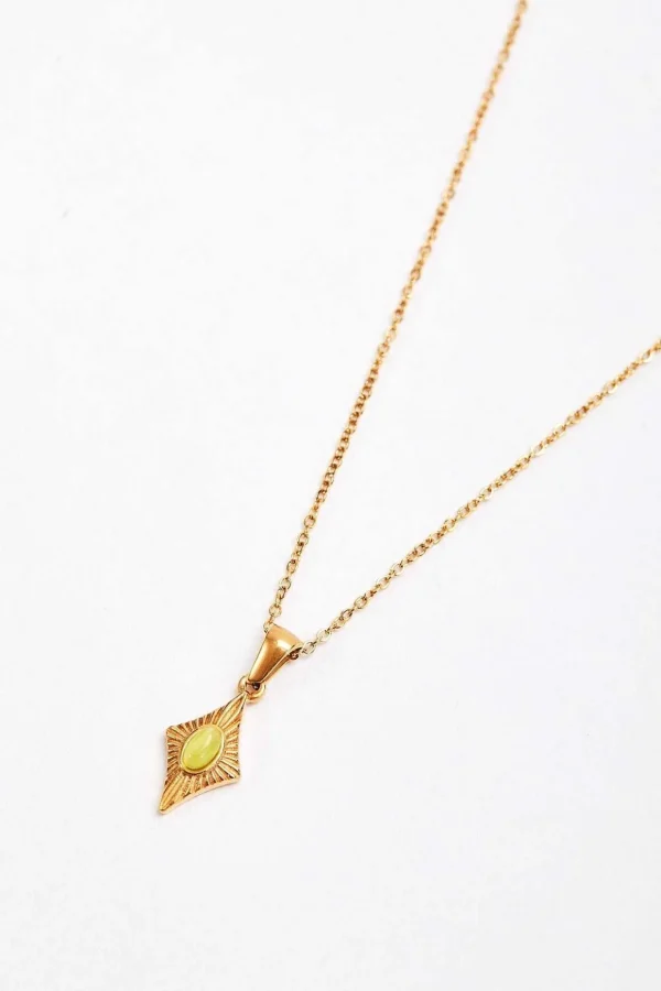 Green Stone Diamond Pendant Necklace