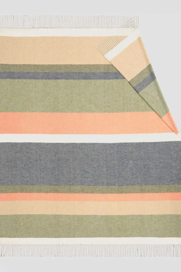 Green Striped & Fringed Throw