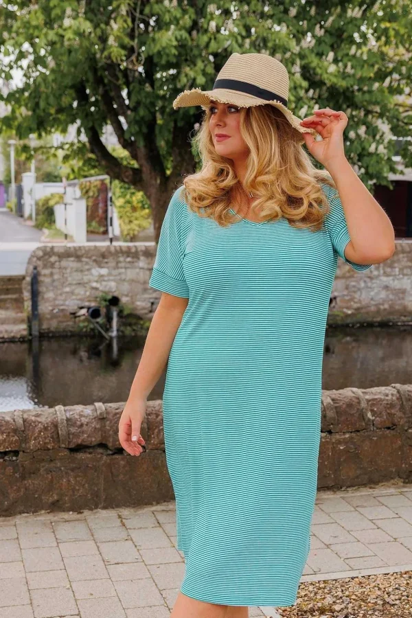 Green Striped Jersey Dress