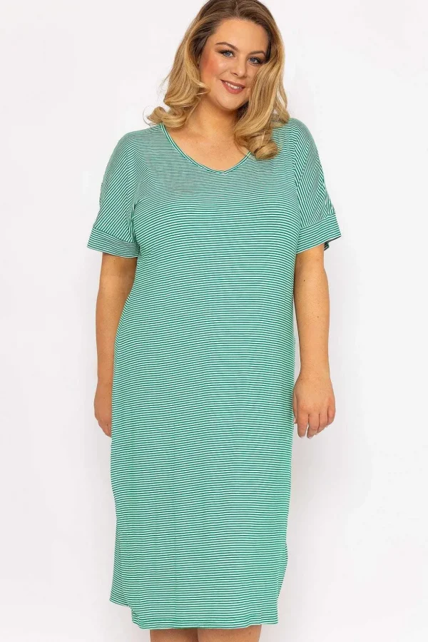 Green Striped Jersey Dress