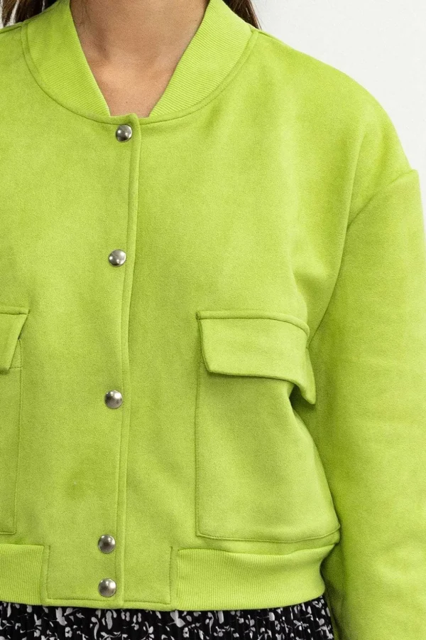Green Suede Bomber Jacket