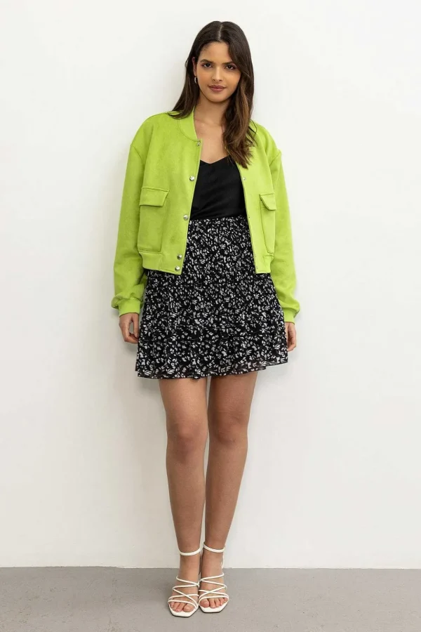 Green Suede Bomber Jacket
