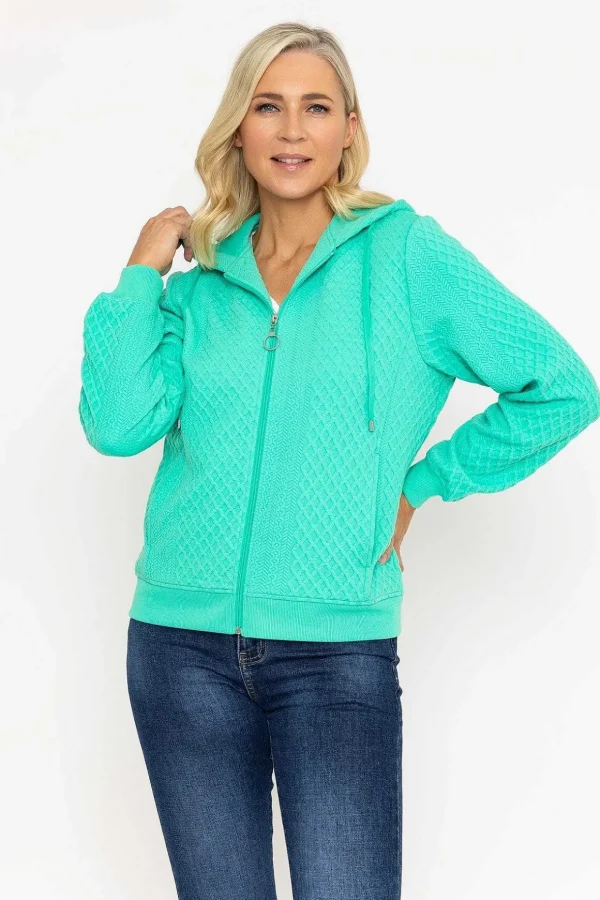 Green Textured Jersey Hoodie