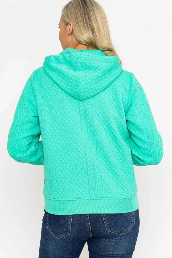 Green Textured Jersey Hoodie