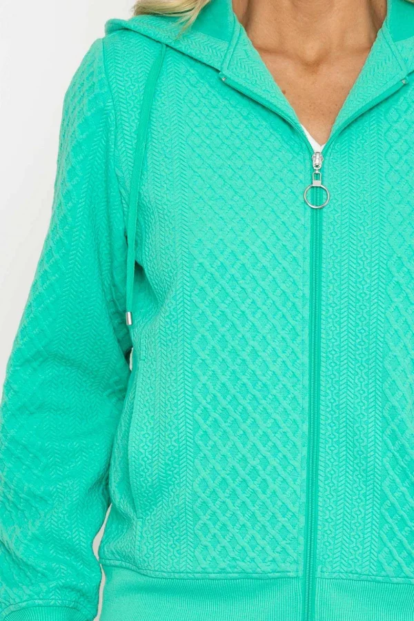 Green Textured Jersey Hoodie
