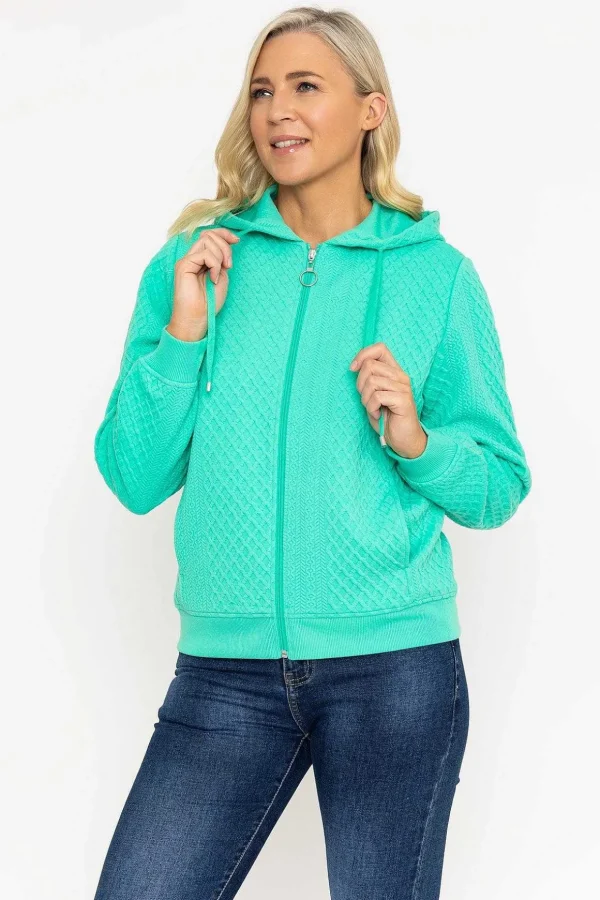 Green Textured Jersey Hoodie