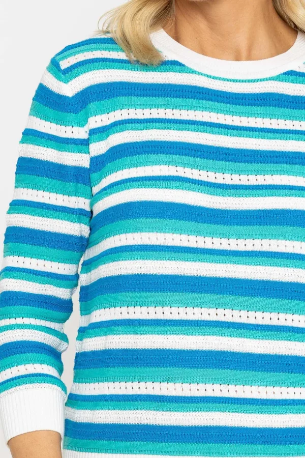 Green Textured Stripe Sweater
