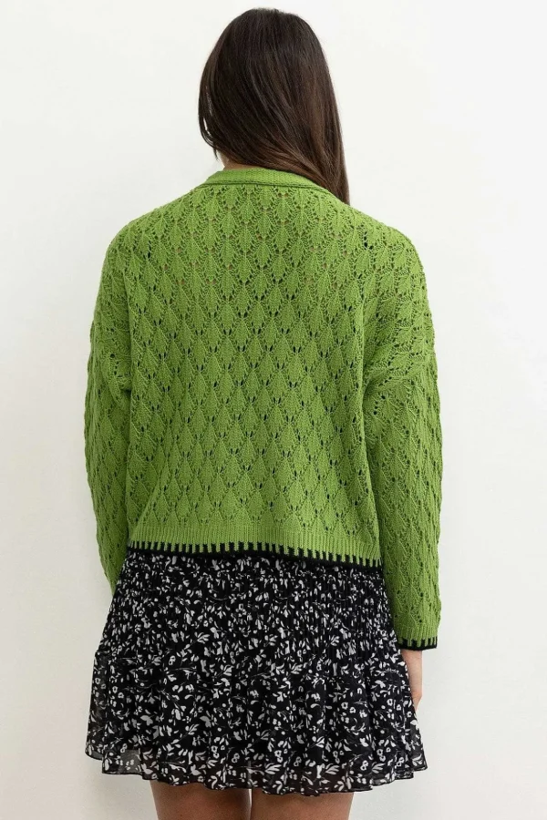 Green Tipped Edge Cardigan