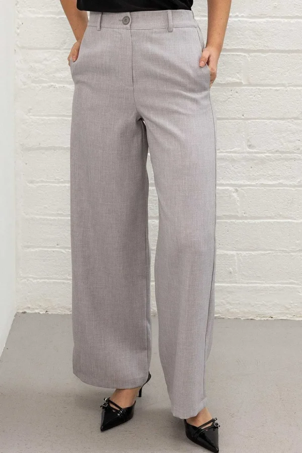 Grey Tailored Wide Leg Trousers