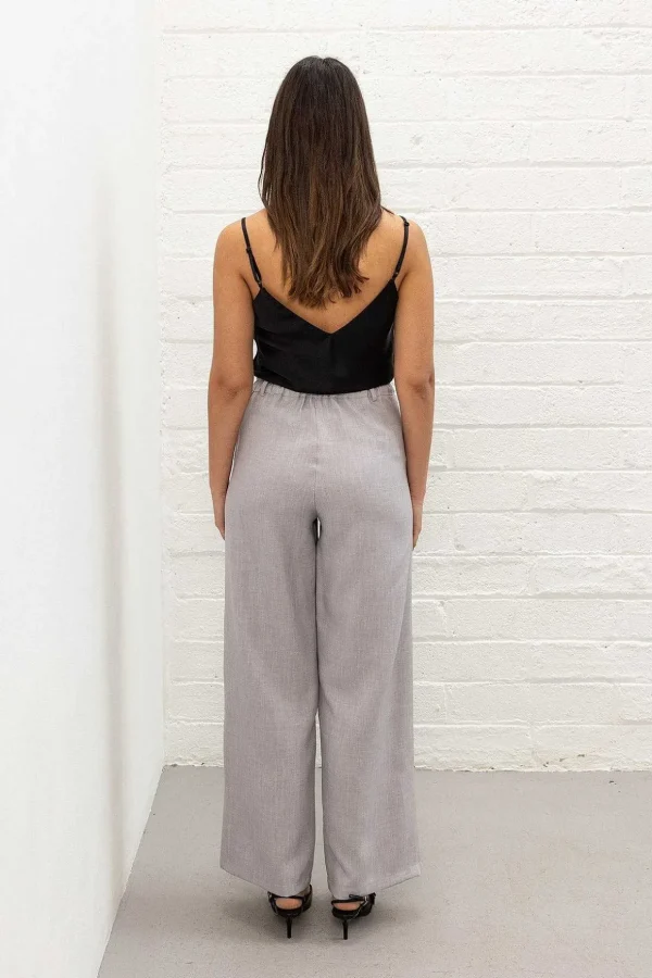Grey Tailored Wide Leg Trousers