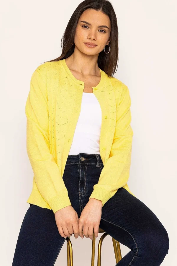 Heart Cardigan In Yellow