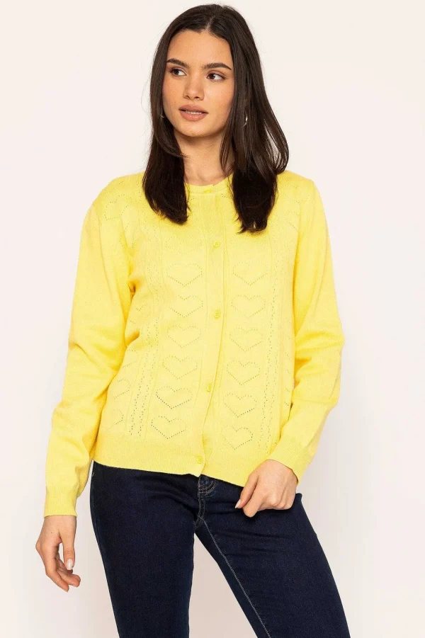 Heart Cardigan In Yellow