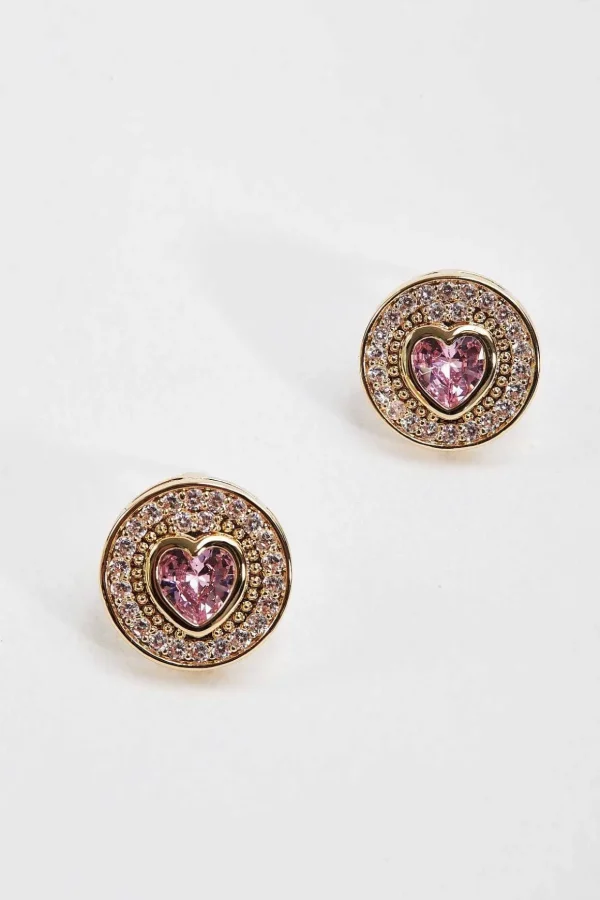 Heart Shaped Pink Diamond Earrings
